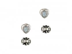  Sterling Silver Miraculous Heart Earrings with Blue Epoxy 