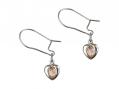  Sterling Silver Miraculous Heart Dangle Earrings with Pink Epoxy 