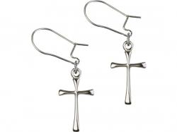  Sterling Silver Maltese Cross Dangle Earrings 