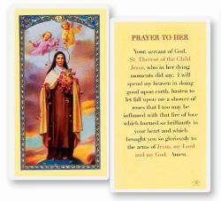  \"St. Therese, Prayer to Her\" Laminated Prayer/Holy Card (25 pc) 