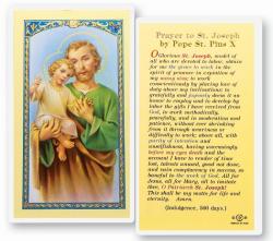  \"Prayer to St. Joseph by Pope St. Pius X\" Laminated Prayer/Holy Card (25 pc) 