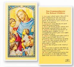  \"TEN COMMANDMENTS - SCHOOL KIDS\" Laminated Prayer/Holy Card (25 pc) 