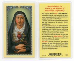  \"Novena Prayer in Honor of the Sorrows of the Virgin Mary\" Laminated Prayer/Holy Card (25 pc) 
