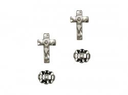  Sterling Silver Crucifix Dangle Earrings 