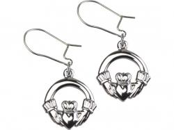  Sterling Silver Claddagh Dangle Earrings 