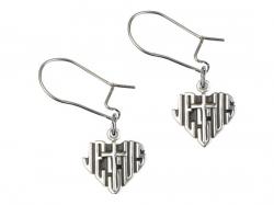  Sterling Silver Heart of Jesus/Cross Dangle Earrings 