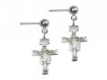  Sterling Silver San Damiano Crucifix Post Earrings 
