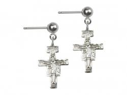  Gold Filled San Damiano Crucifix Post Earrings 