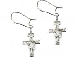  Gold Filled San Damiano Crucifix Dangle Earrings 