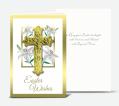  EASTER LILLIES WITH CRUCIFIX GOLD EMBOSSED ITALIAN EASTER CARD (10 PK) 