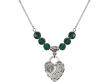  Footprints Heart Medal Birthstone Necklace Available in 15 Colors 