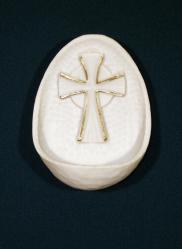  Cross Holy Water Font in Alabaster, 3.75\" 