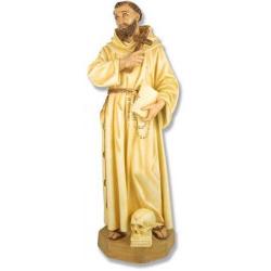  St. Francis of Assisi Statue w/Skull & Cross in Fiberglass, 63\"H 