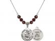  St. Michael/Navy Medal Birthstone Necklace Available in 15 Colors 