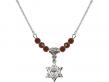  Star of David w/Cross Medal Birthstone Necklace Available in 15 Colors 
