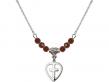  Heart/Cross Medal Birthstone Necklace Available in 15 Colors 