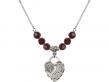  Footprints Heart Medal Birthstone Necklace Available in 15 Colors 