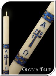  Gloria Blue Paschal Candle 1 1/2\" x 34\" 