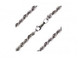  Sterling Silver - Rhodium Finished Heavy French Rope Chain with Lobster Claw - Carded 