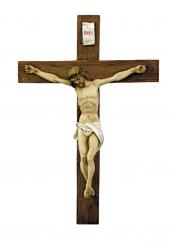  Hand-Painted Alabaster Crucifix, 15\" 