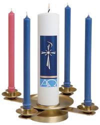  Table Top Advent Wreath - Bright Brass - 15\" W 