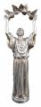  St. Francis of Assisi w/Rainbow Birds Statue in Pewter Style Finish, 11"H 