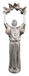  St. Francis of Assisi w/Rainbow Birds Statue in Pewter Style Finish, 11\"H 