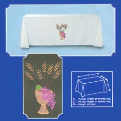  Laudian Frontal w/Wheat, Grapes & Chalice Design - 108\" (65% Linen/35% Poly) 