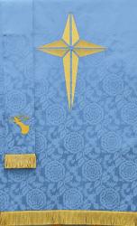  Tudor Rose or Ely Fabric Pulpit Hanging Only - Star/Cross & Gold Fringe 