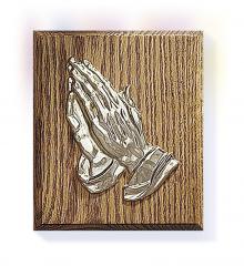  Wall Plaque w/Praying Hands in Walnut Wood 