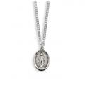  PEWTER MIRACULOUS MEDAL OVAL PENDANT 