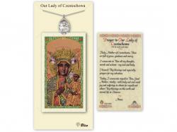  Our Lady of Czestochowa Prayer Card w/Pewter Medal 