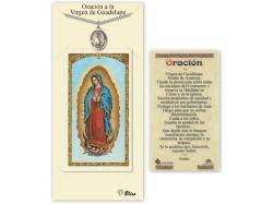  Virgen de Guadalupe Prayer Card w/Medal 