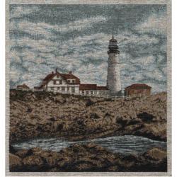  Lighthouse & Fishing Village Banner/Tapestry 