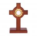  DARK CHERRY WOOD RELIQUARY WITH GOLD PLATED INSERT 