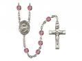  St. Catherine Laboure Centre w/Fire Polished Bead Rosary in 12 Colors 