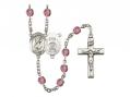  St. Christopher/Air Force Centre w/Fire Polished Bead Rosary in 12 Colors 