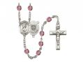  St. Christopher/Coast Guard Centre w/Fire Polished Bead Rosary in 12 Colors 