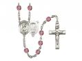  St. Christopher/National Guard Centre w/Fire Polished Bead Rosary in 12 Colors 