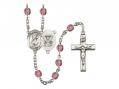  St. Christopher/Navy Centre w/Fire Polished Bead Rosary in 12 Colors 