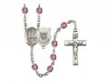  St. George/Coast Guard Centre w/Fire Polished Bead Rosary in 12 Colors 