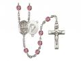  St. Centre George/Paratrooper w/Fire Polished Bead Rosary in 12 Colors 
