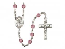  St. Louise de Marillac Centre w/Fire Polished Bead Rosary in 12 Colors 