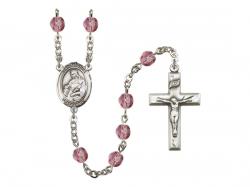  St. Agnes of Rome Centre w/Fire Polished Bead Rosary in 12 Colors 
