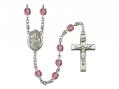 St. Jerome Centre w/Fire Polished Bead Rosary in 12 Colors 