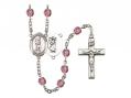  St. Christopher/Lacrosse Centre w/Fire Polished Bead Rosary in 12 Colors 