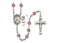  St. Christopher/Ice Hockey Centre w/Fire Polished Bead Rosary in 12 Colors 