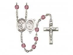 St. Sebastian/Surfing Centre w/Fire Polished Bead Rosary in 12 Colors 
