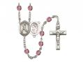  St. Sebastian/Softball Centre w/Fire Polished Bead Rosary in 12 Colors 