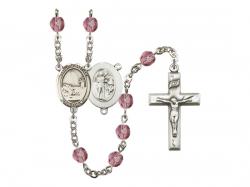  St. Sebastian/Fishing Centre w/Fire Polished Bead Rosary in 12 Colors 